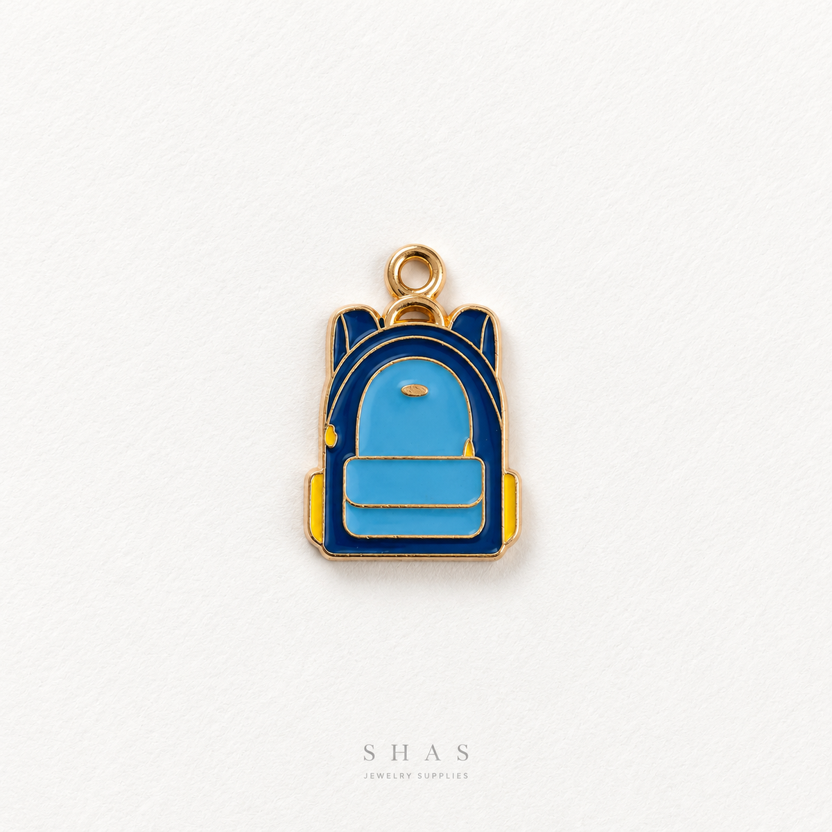 EC09E Blue Bag Enamel Charm ( 1 pc ) High Quality Shine