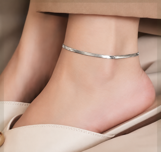 AKJ03D Snake Anklet  - silver PVD plated