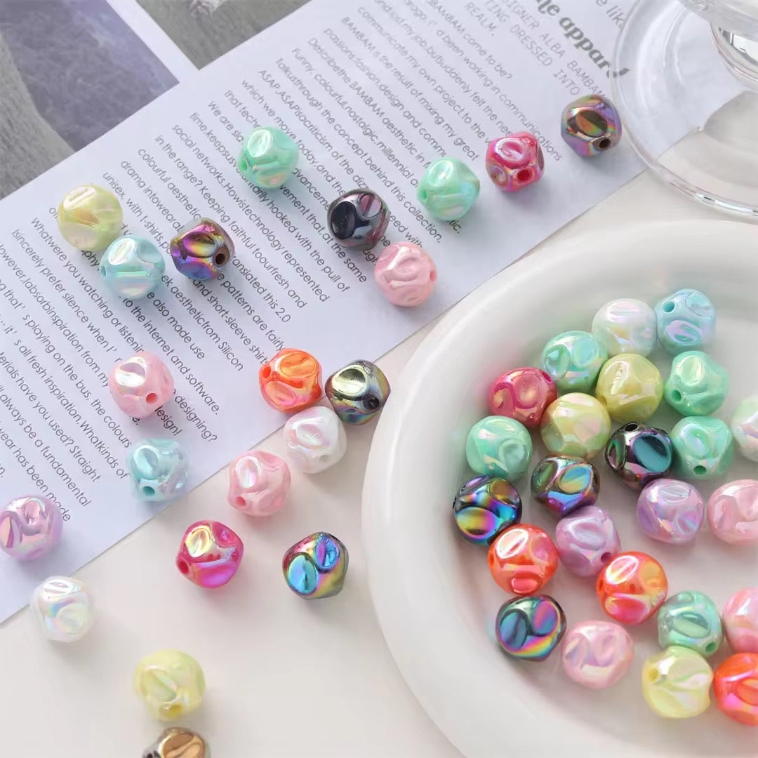 BBB 221 (d) Yellow Irregular Bubble 3D Acrylic bead ( 1 pc ) UV Plated ( 12 mm )