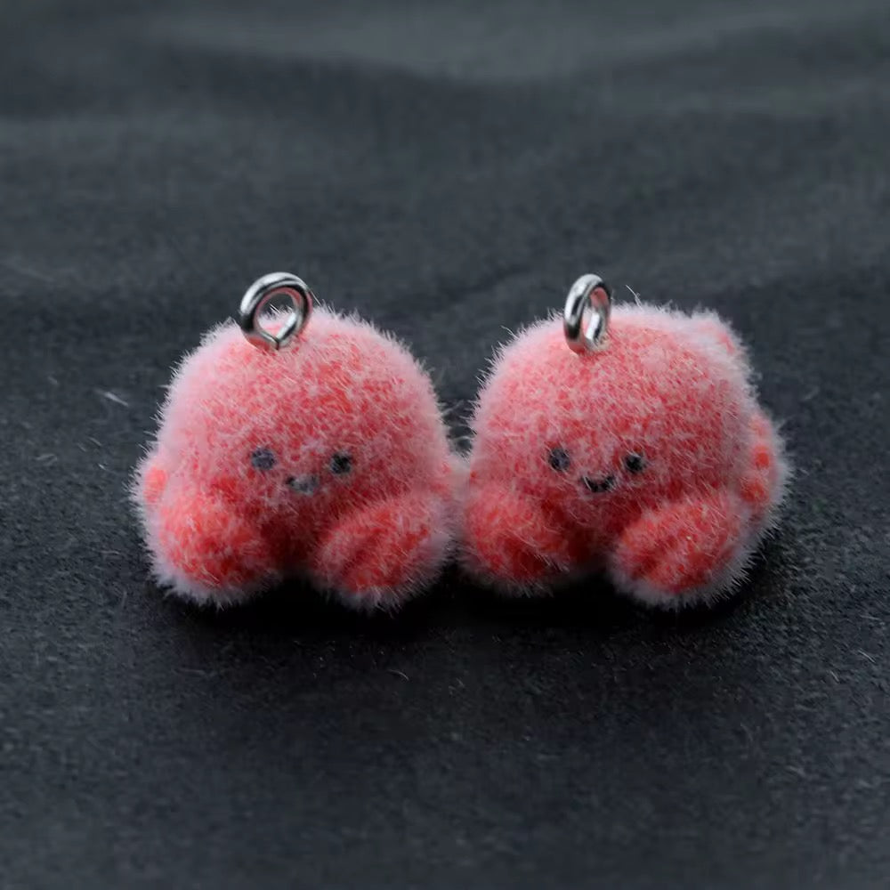 BBB 267 (j) Cray fish Cute Fur 3D Flocking Resin charm ( 1 pc ) ( 15*22 mm )