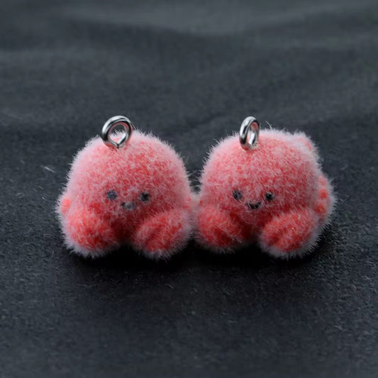 BBB 267 (j) Cray fish Cute Fur 3D Flocking Resin charm ( 1 pc ) ( 15*22 mm )