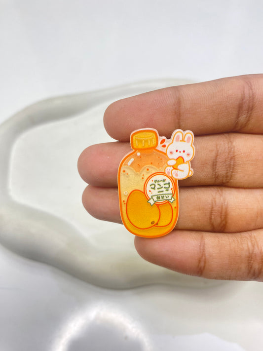 BBB 089 (e) Kawaii Mango soda with bunny flat acrylic charm ( 1 pc )