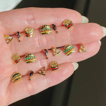 MSJ01C  Zircon Earring stack stud 18k Gold PVD plated ( 1 pc ) Anti tarnish