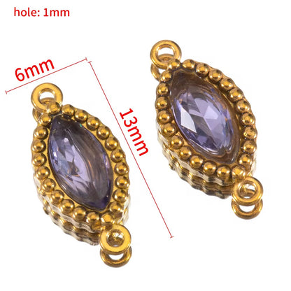 BBB 266 (b) Purple Zircon Connector 18k Gold PVD plated 316 stainless steel ( 1 pc ) Anti tarnish ( 6:13 mm )