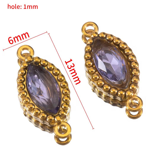 BBB 266 (b) Purple Zircon Connector 18k Gold PVD plated 316 stainless steel ( 1 pc ) Anti tarnish ( 6:13 mm )