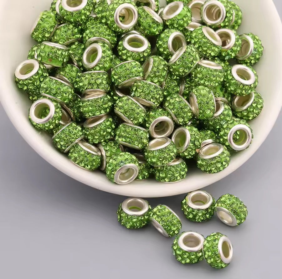 BBB 250 (b) Green Rhinestone Crystal Bead ( 1 pc ) Multi Crystal Epoxy ball ( 12 mm )