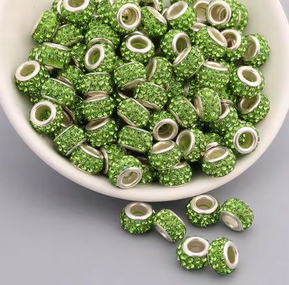 BBB 250 (b) Green Rhinestone Crystal Bead ( 1 pc ) Multi Crystal Epoxy ball ( 12 mm )