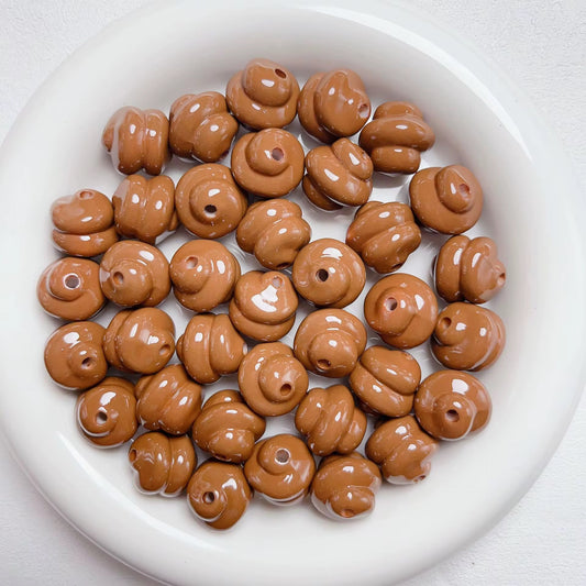 BBB 220 (b) Brown Swirl Bubble 3D Acrylic bead ( 1 pc ) UV Plated ( 16:3.5 mm )