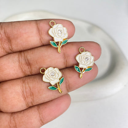 EC06L Rose Flower enamel charm ( 1 pc ) High quality shine ( 12:15mm )