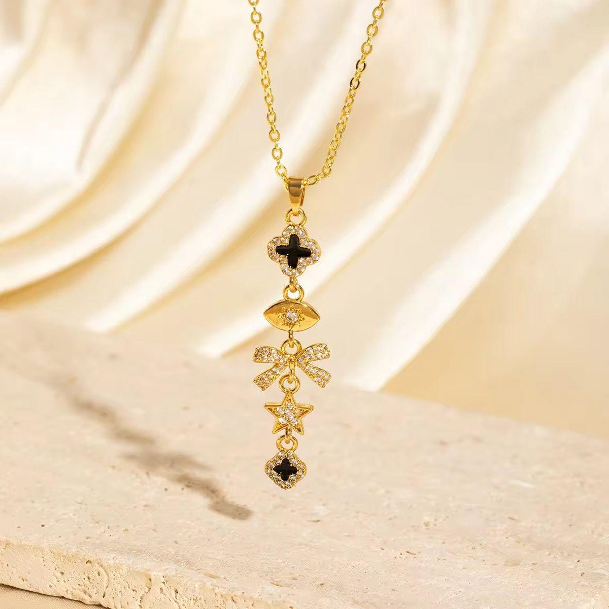 NSJ32C French vintage style Necklace - 18k Gold PVD plated