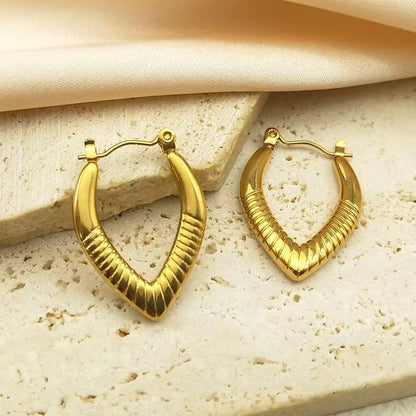 SJ 811 V shape Hoop Earring - 18k Gold PVD plated stainless steel - Anti tarnish