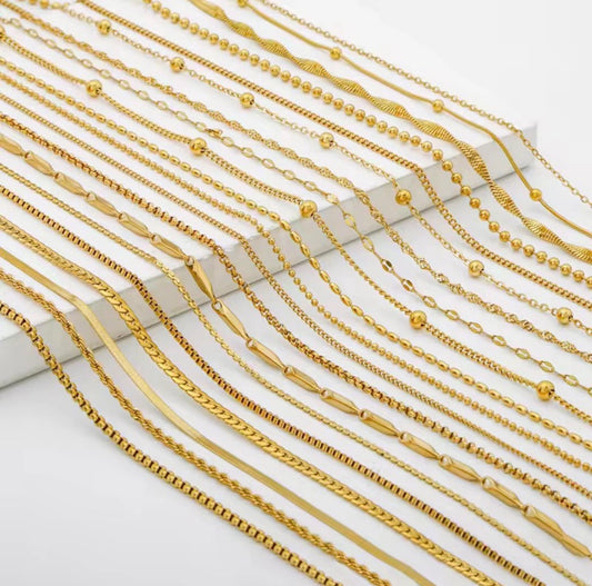 RC 66 Paper Clip Ready made chain 18k Gold PVD plated 316 Stainless steel ( 1 pc ) Anti tarnish ( 2*9 mm ) with extension