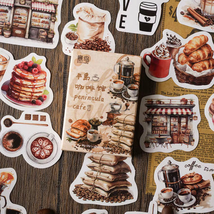 Peninsula Cafe Coffee Theme Waterproof UV Resistant sticker ( 1 pack - 30 piece )