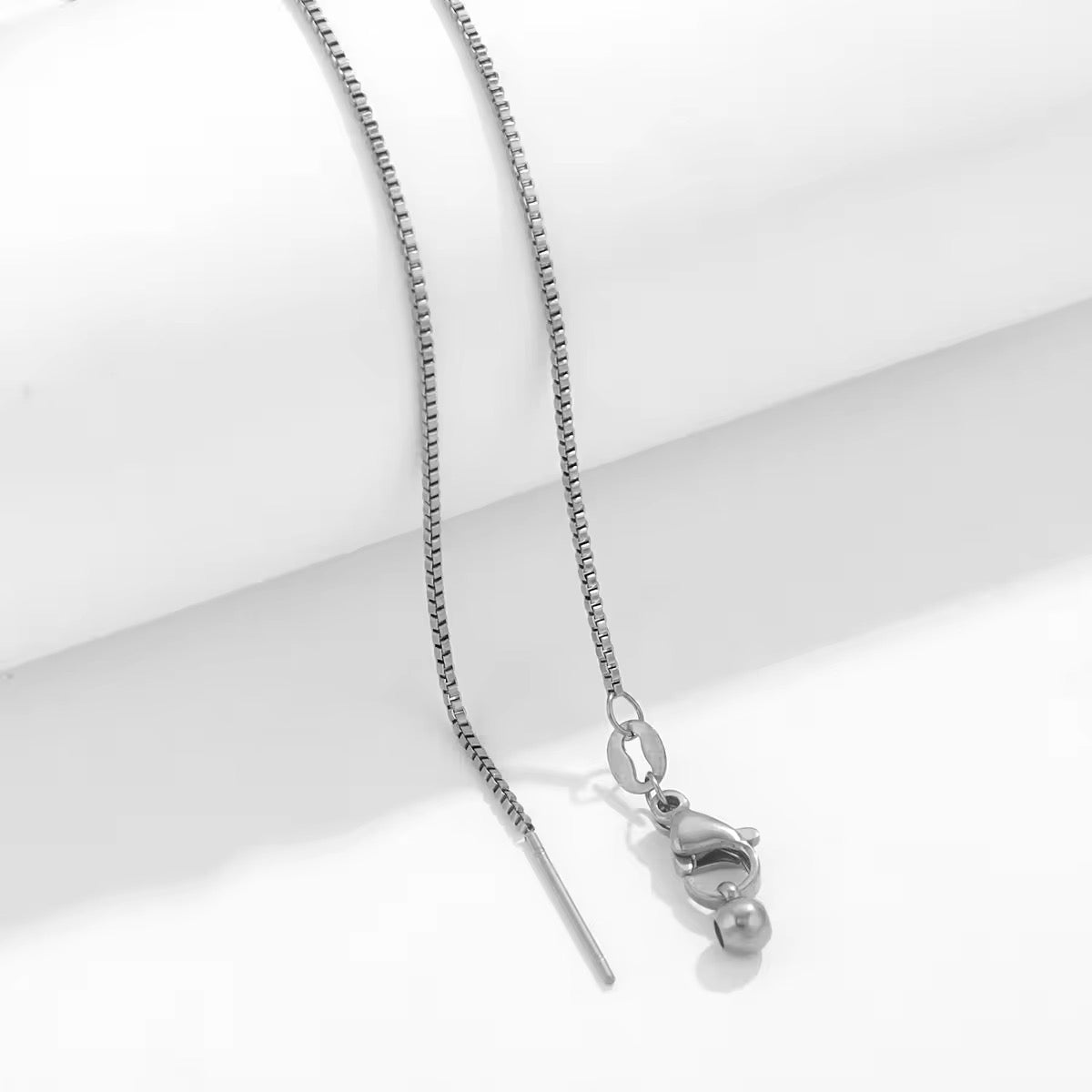 Box chain Stainless steel plated ready chain with needle end ( 1 pc ) Anti tarnish
