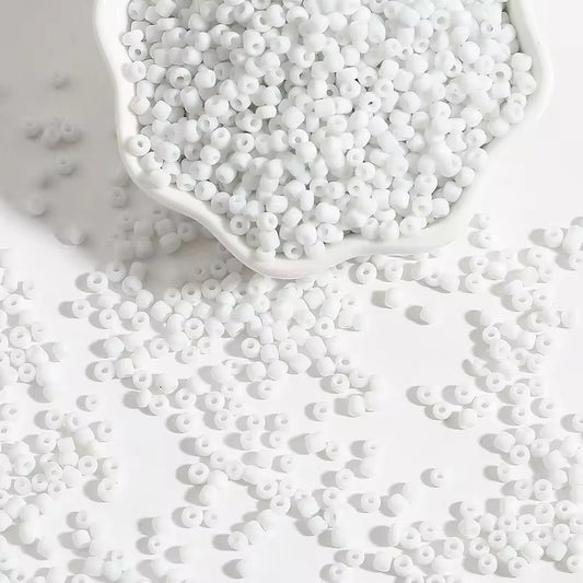 BBB 150 (b) White Tiny Solid Rice Czech Glass bead ( 1 gm ) around 60 to 70 piece ( 2mm )