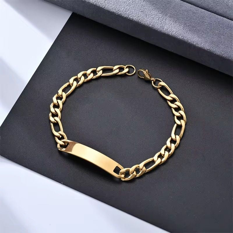 SJ 819 long curved unisex cuban bracelet - 18k Gold PVD plated stainless steel - Anti tarnish