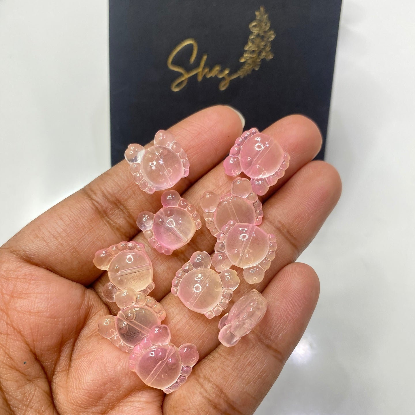 GB 596 pinkish yellow crab glass bead ( 1 pc )