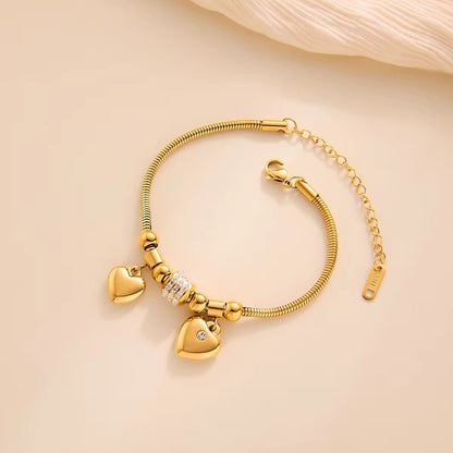SJ 869 heart Charm bracelet - 18k Gold PVD plated stainless steel - Anti tarnish
