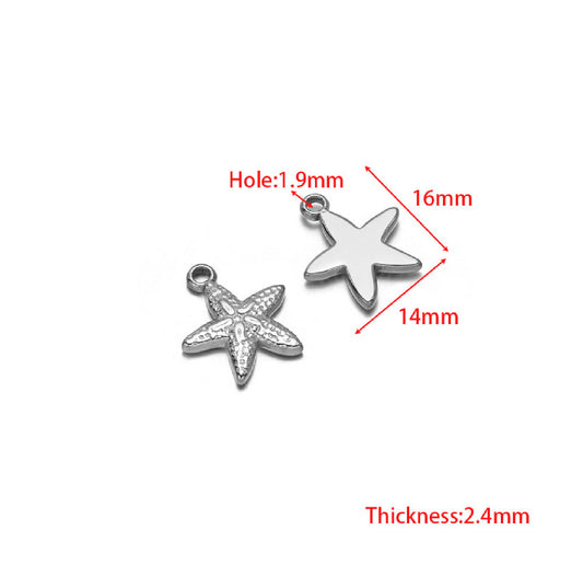 SS 2912 Star Fish Charm Silver plated stainless steel ( 1 piece ) Anti tarnish