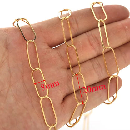 CN 373 Big Oval Link Chain 18k Gold PVD plated 316 Stainless steel ( 1 feet ) Anti tarnish