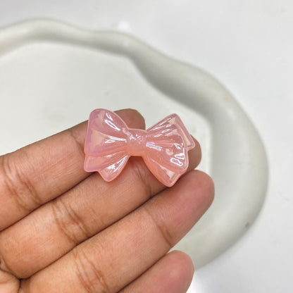 AB90 Luminous Bow uv plated shiny irrediscent Acrylic bead ( 1 pc )
