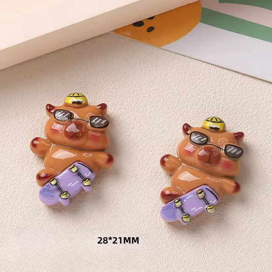 BBB 059 (d) Capibara cartoon Kawai themed resin charm ( 1 pc ) with / without Hook