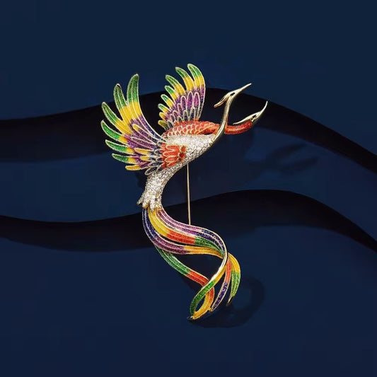 BR 16 Autumn winter phoenix zircon brooch ( 1 pc ) Tarnish Resistant