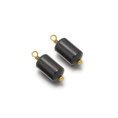 SC07D Gemstone Cylinder Pendant 18k Gold plated stainless steel ( 1 pc ) anti tarnish