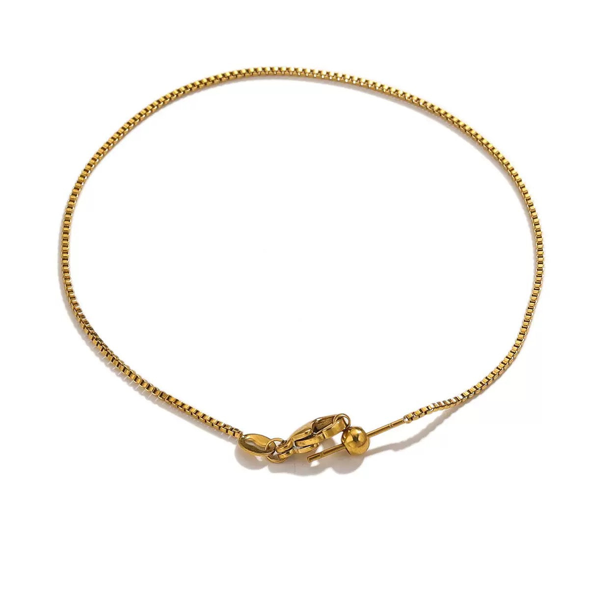 RBS02C Box Chain Bracelet with Adjustable Slider ( 1 pc ) 18k Gold PVD