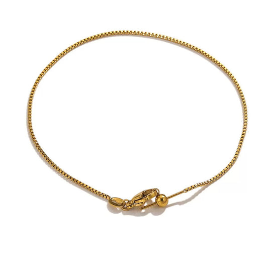 RBS02C Box Chain Bracelet with Adjustable Slider ( 1 pc ) 18k Gold PVD