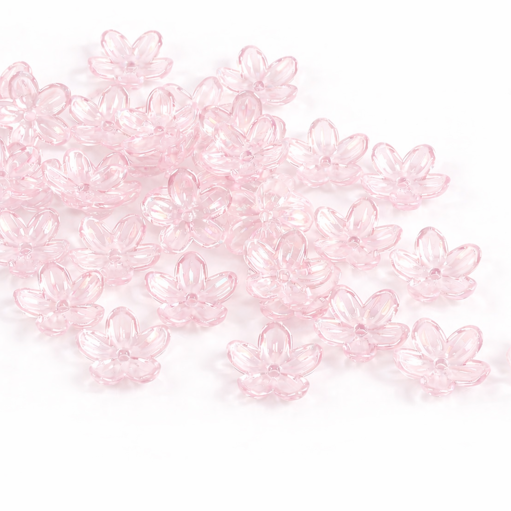 BBB 363 (f) Light Pink Cherry Blossom AB Flower Bead ( 1 pc ) UV Plated Acrylic