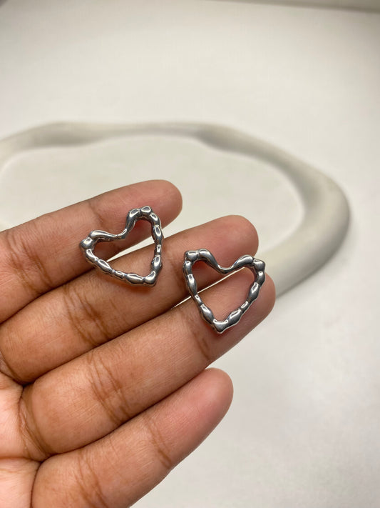 SS 2863 Heart charm Silver plated stainless steel ( 1 piece ) Anti tarnish ( 19:18 mm )i
