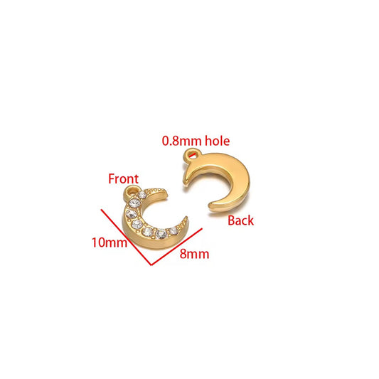 SC16F Moon Zircon charm 18k Gold PVD plated 316 stainless steel ( 1 pc ) Anti tarnish
