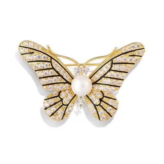 BR 101 Textured butterfly Zircon Brooch ( 1 PC ) Anti Resistant