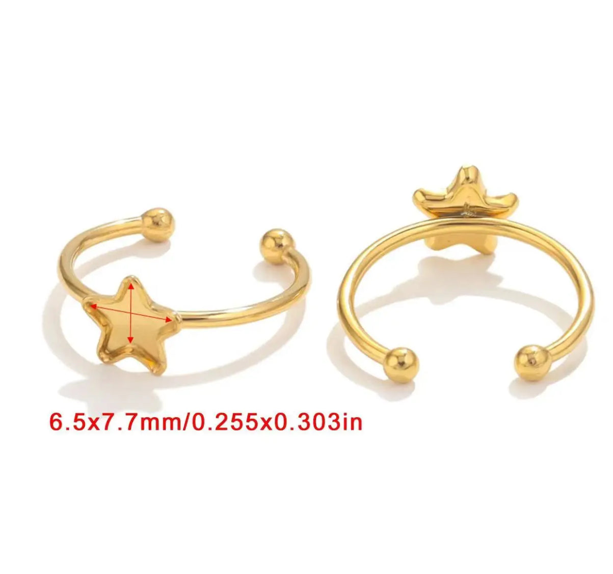 SS 923 Star stainless steel gold ring - per piece