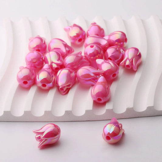 BBB 129 (g) Pink Tulip uv plated Acrylic bead ( 1 pc )