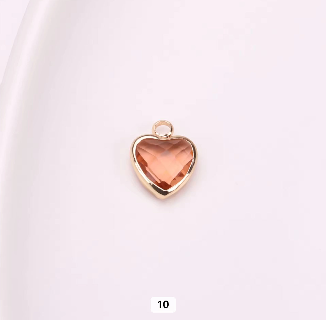 BBB 95 Heart 14k gold plated Zircon crystal charm ( 1 pc ) Anti tarnish ( 8 mm )