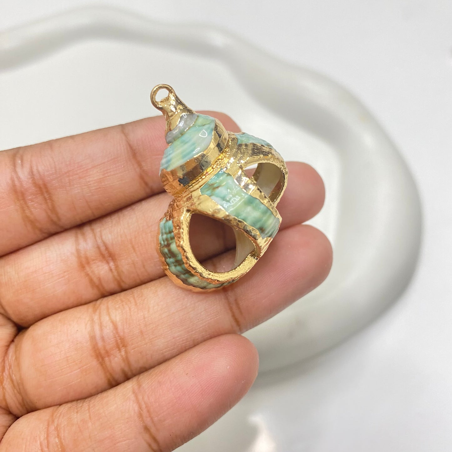 SC 06 Green conch shell gold plated ( 1 pc ) natural shells