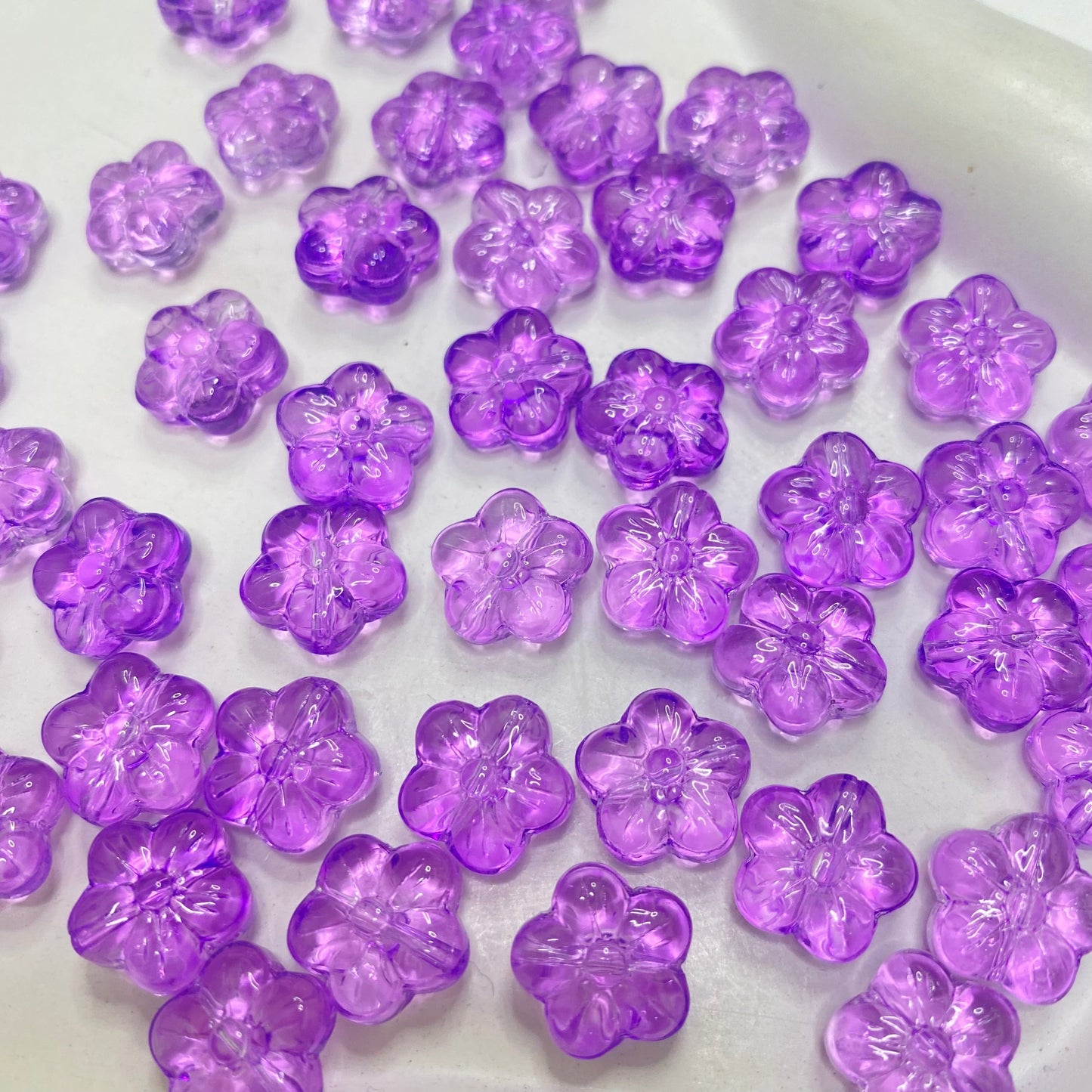 GB34 Golden glitter clear Flower glass bead ( 1 pc )