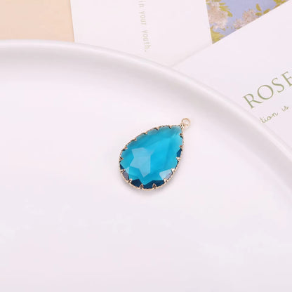 GPC11 I (4) Light blue Teardrop Charm 14k gold plated Zircon crystal  ( 1 pc ) Anti tarnish ( 20*30 mm )