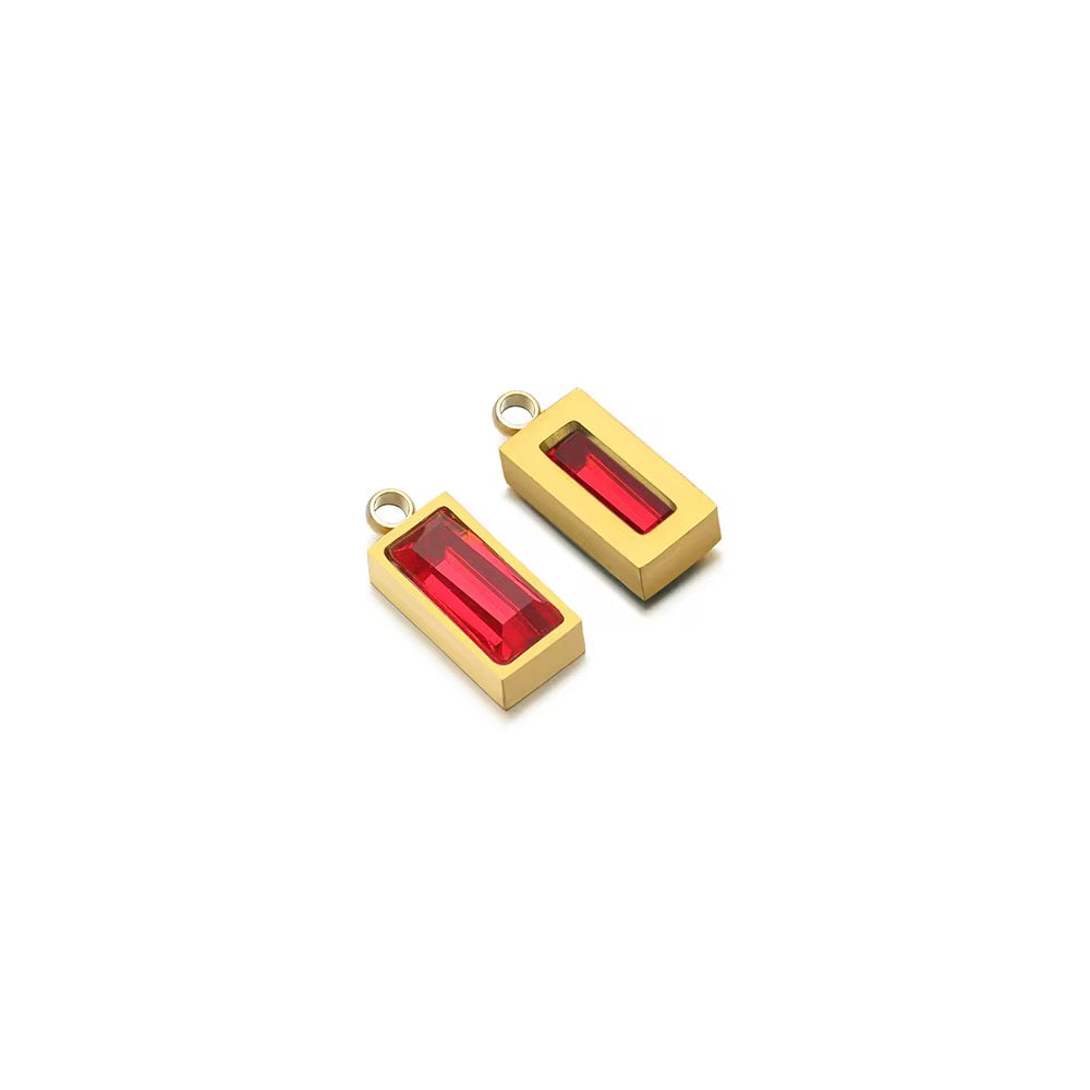 SS 2759 Zircon Rectangle Charm 18k Gold plated stainless steel ( 1 pc ) anti tarnish ( 8:4 mm )
