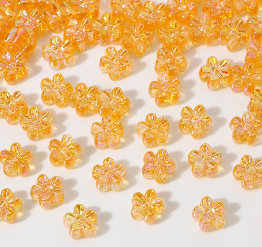 BBB 238 (f) Orange daisy flower candy Luminous Shiny Bead ( 1 pc ) UV Plated Acrylic ( 7 mm )