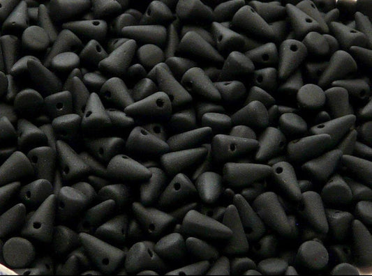 BBB 113 (C) Czech pressed Glass spike Beads Jet Matte - (1PC)