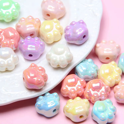 BBB 236 (f) Dark Pink Paw Luminous Shiny Bead ( 1 pc ) UV Plated Acrylic ( 16:18 mm )