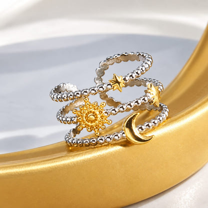 RSJ38C Celestial Spiral Ring 18k Gold PVD plated