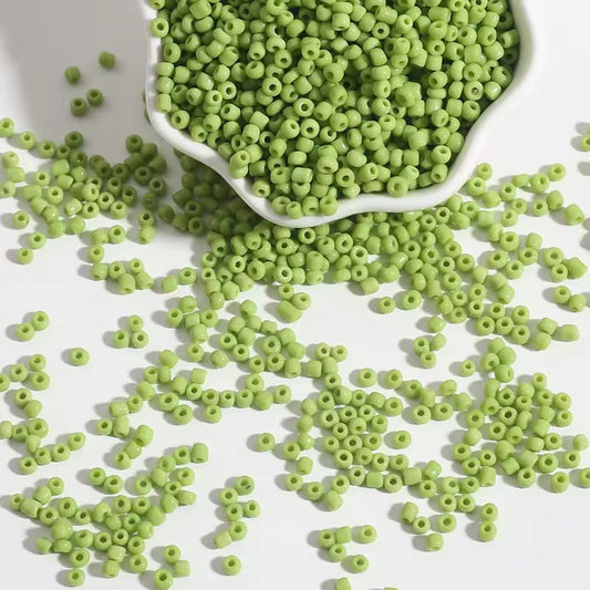BBB 150 (h) Light Green Tiny Solid Rice Czech Glass bead ( 1 gm - around 60 to 70 piece) High Quality ( 2 mm )