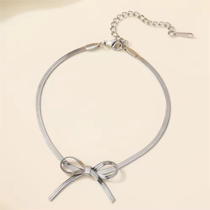 SJ 565 Snake chain bow silver bracelet - 18k Gold PVD plated stainless steel - Anti tarnis