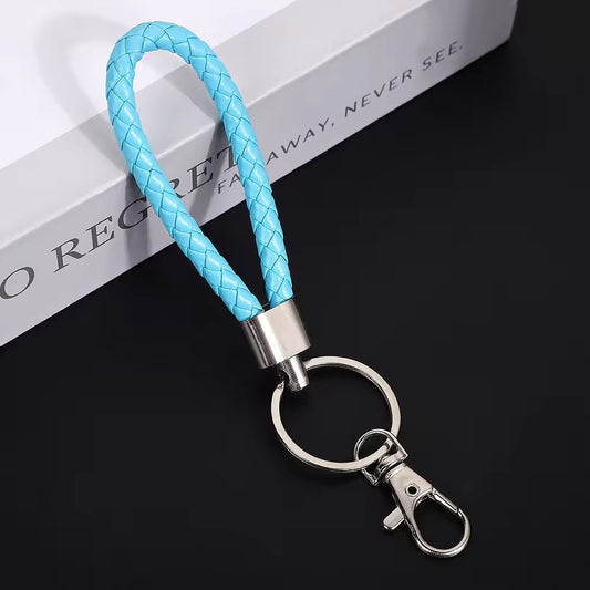 BBB 183 (b) Light Blue Clipper Keychain Vintage Leather - buckle keychain tag with Clasp ( 1 pc )