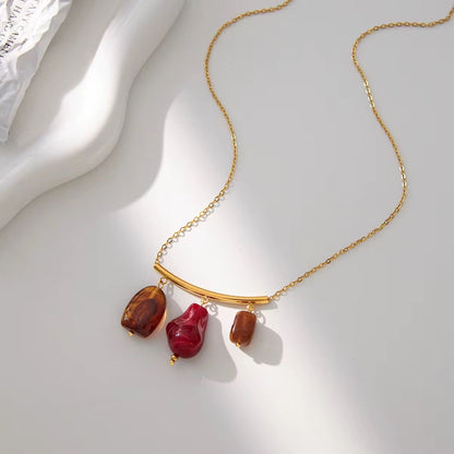 SJ 1018 Chunky Drop Resin Necklace - Premium Collection   - 18k Gold PVD plated stainless steel - Anti tarnish