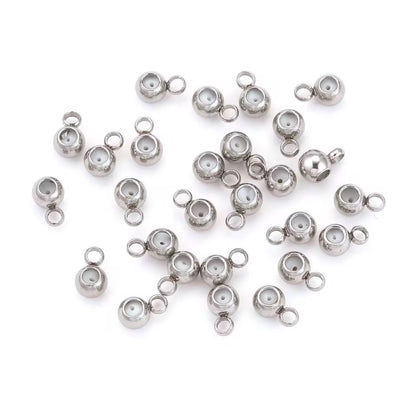 SS 2960 Silver Plated Positioning Spacer bead with silicone stopper and loop ( 1 pc ) Anti tarnish ( 3 mm )